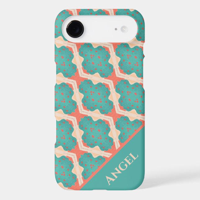 Modern Fun & Funky Organic Graphic Pattern Teal Case-Mate iPhone Case (Back)