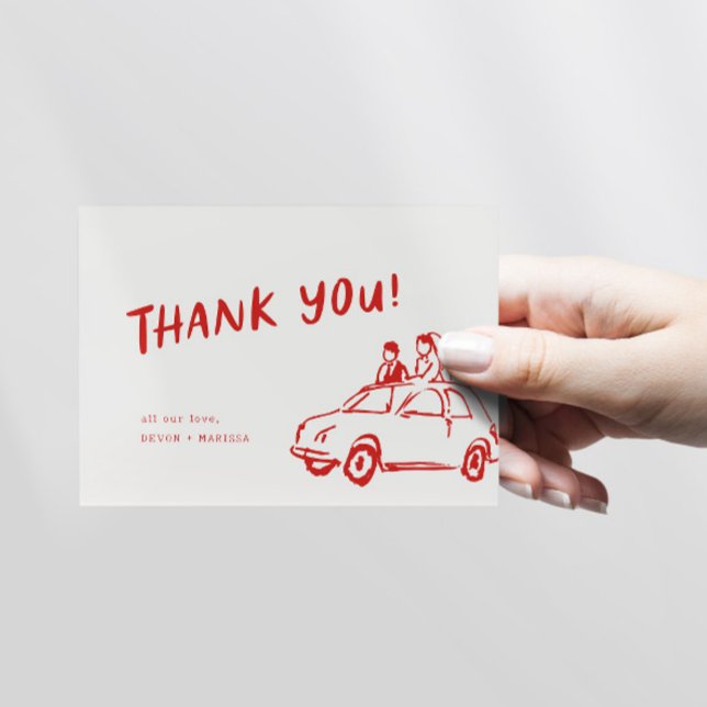 Modern Fun Funky Retro Red Wedding Thank You Card (Creator Uploaded)