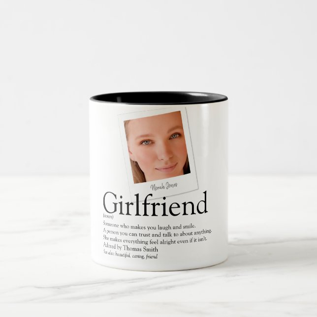 Modern Fun Girlfriend Definition Photo Two-Tone Coffee Mug (Center)