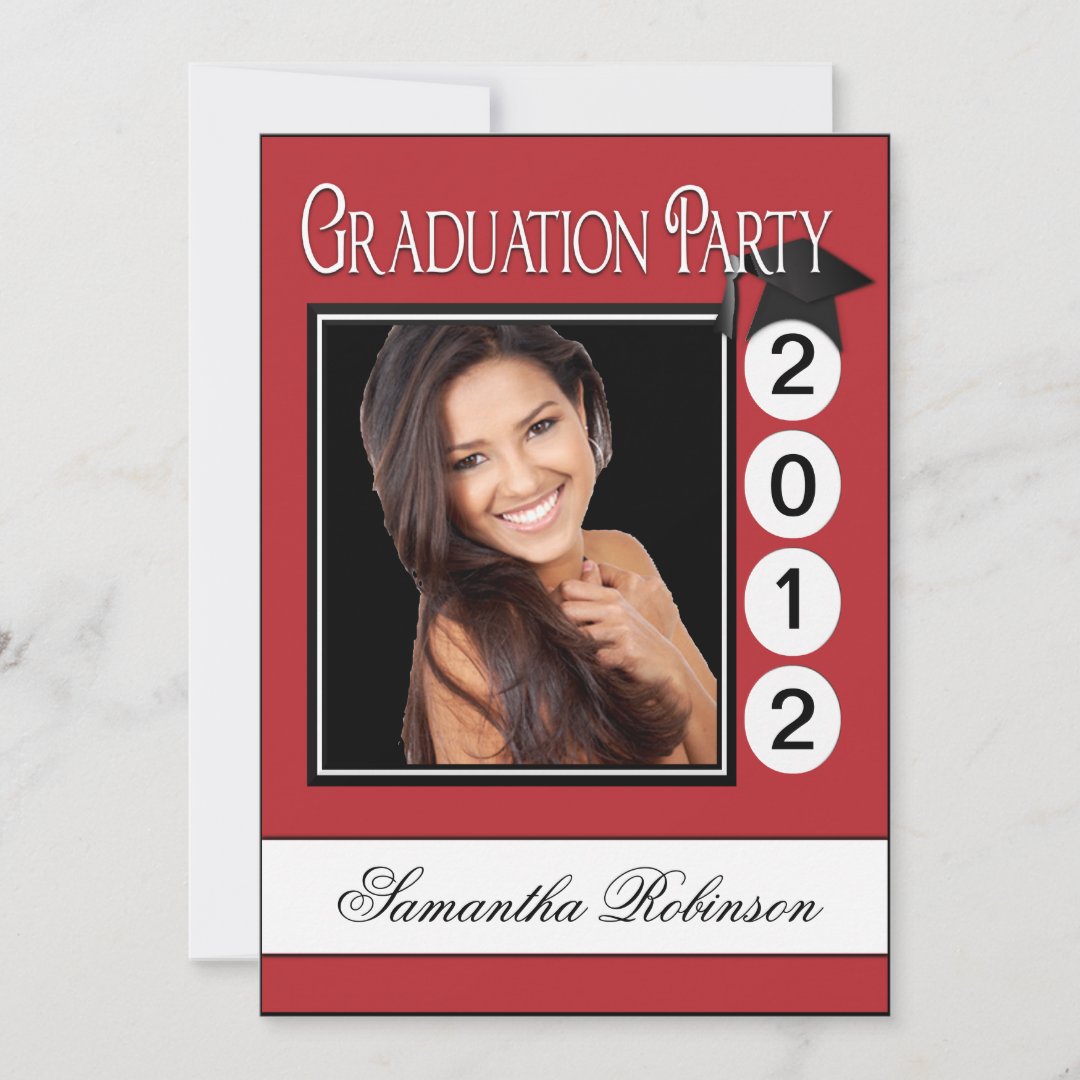 Modern Fun Graduation Party Custom Photo Invitation | Zazzle