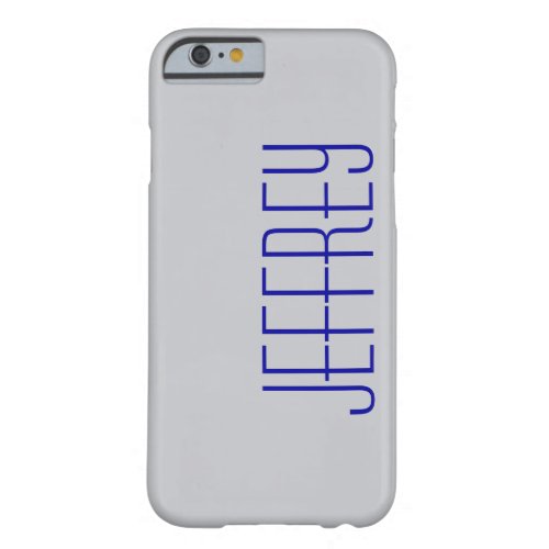 Modern Fun Gray and Blue Personalized Jumbo Name Barely There iPhone 6 Case