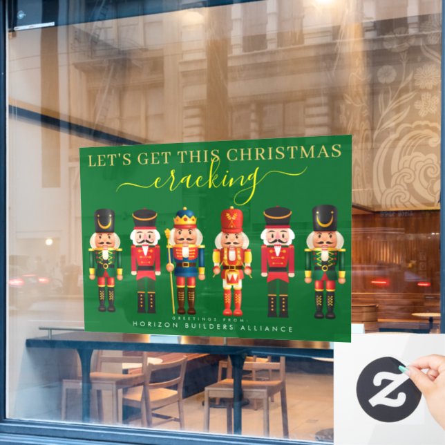 Modern Fun Green Nutcracker Business Window Decal (Cafe Window)