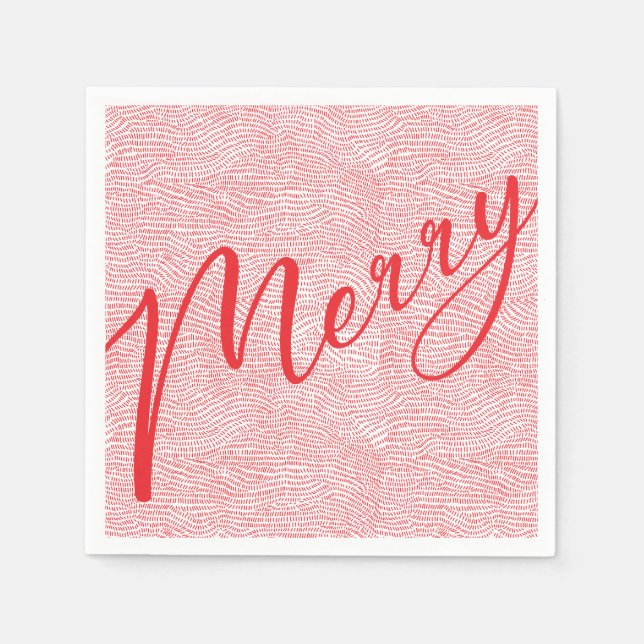 Modern Fun Hand Drawn Merry Christmas Holiday Napkins (Front)