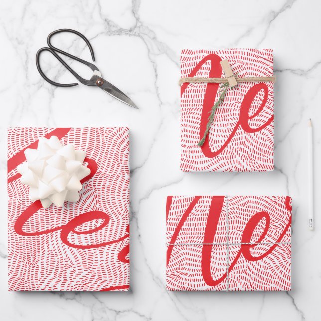 Modern Fun Hand Drawn Merry Christmas Holiday Wrapping Paper Sheets (Front)