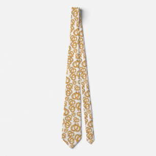 Modern Fun Hand Drawn Pretzel Pattern Neck Tie