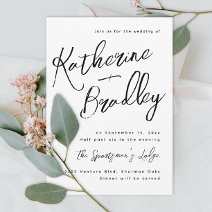Modern fun handwriting couples names wedding invitation