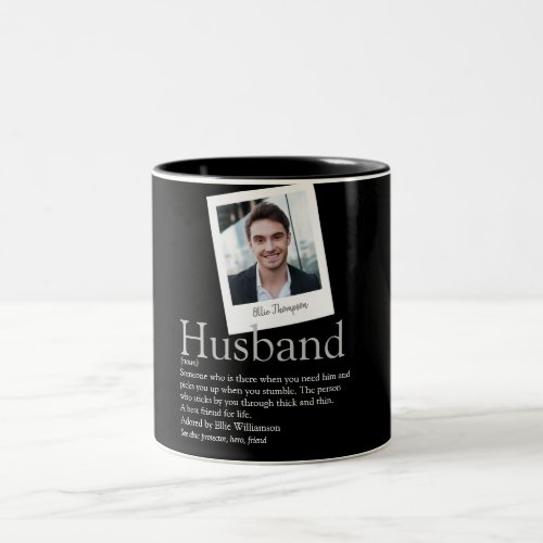 Modern Fun Husband Definition Photo Black Two_Tone Coffee Mug