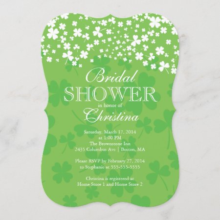 Modern Fun Irish Shamrock Bridal Shower Invitation