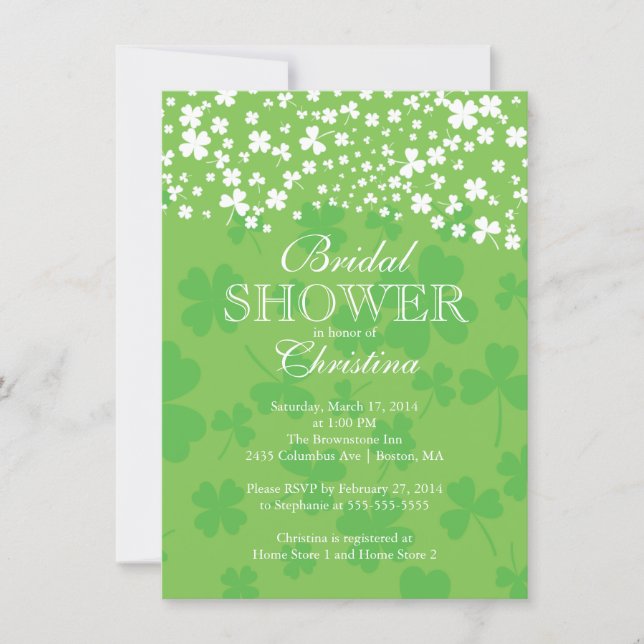 Modern Fun Irish Shamrock Bridal Shower Invitation (Front)