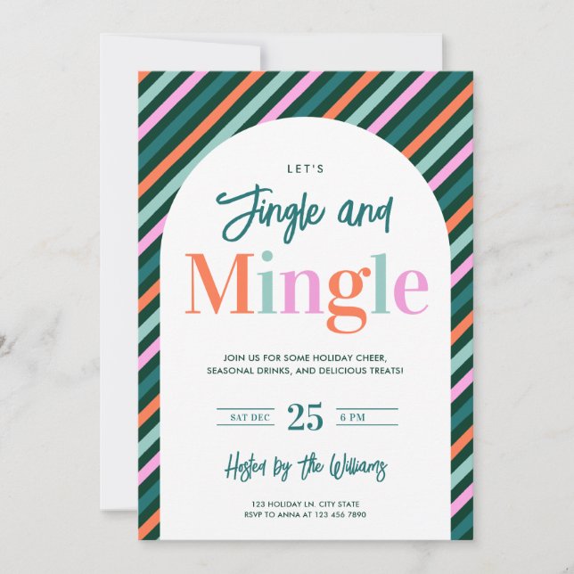 Modern Fun Jingle Mingle Christmas Party Holiday Card (Front)