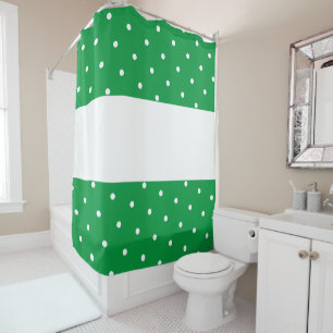 Modern Fun Kelly Green White Polka Dotted Stripes Shower Curtain