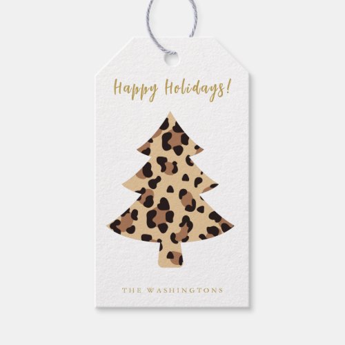 Modern Fun Leopard Pattern Christmas Tree  Gift Tags