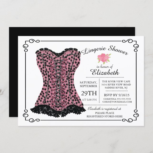 Modern & Fun Lingerie Bridal Shower Invitation (Front/Back)