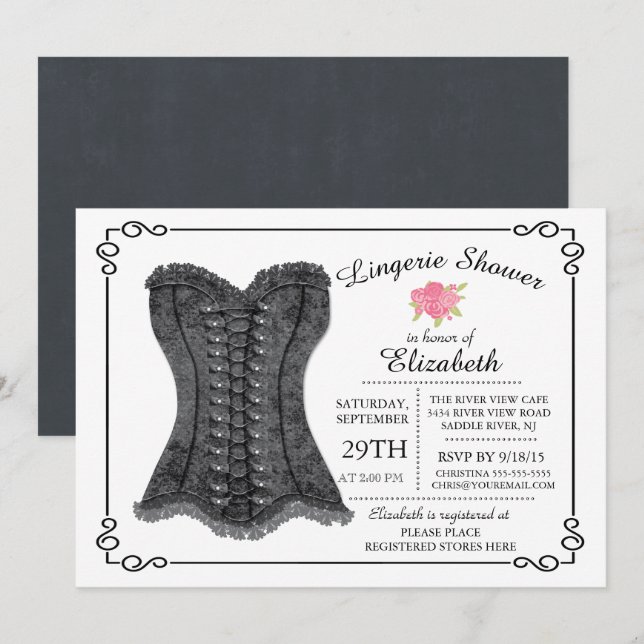 Modern & Fun Lingerie Bridal Shower Invitation (Front/Back)