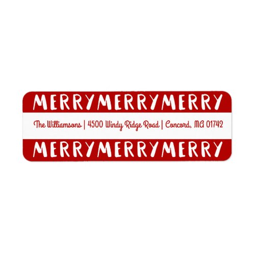 Modern Fun Merry Merry Christmas Red Holiday Label