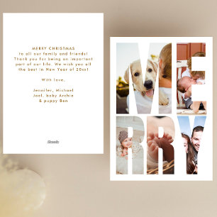 Modern Fun Merry Photo Letter Frames Christmas Holiday Card