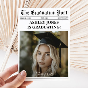 Modern Fun Newspaper Photo Graduation Invitation