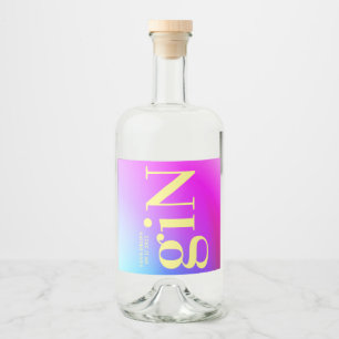 Modern Fun Ombre Big Monogram Bold Simple Gin Liquor Bottle Label