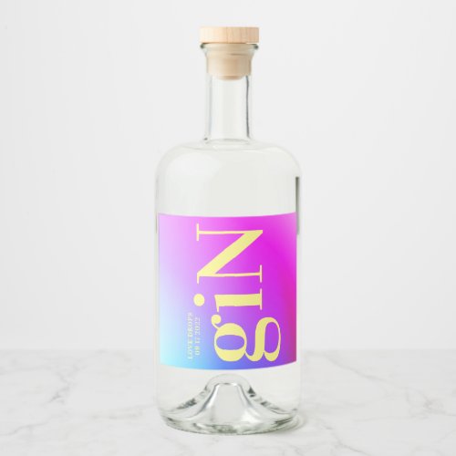 Modern Fun Ombre Big Monogram Bold Simple Gin Liquor Bottle Label