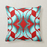 Modern Fun on Teal/Red/Blue Throw Pillow