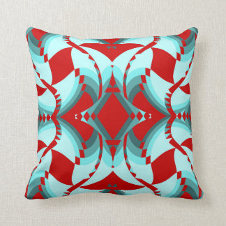 Modern Fun on Teal/Red/Blue Throw Pillow