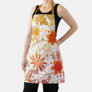 Modern Fun Orange Flowers Cooking Inspirivity Apron