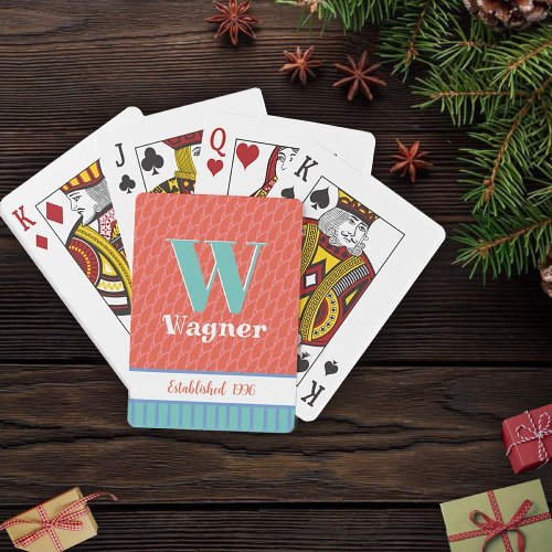 Modern Fun Pastel Monogram Year Customized Name Poker Cards