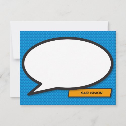 Modern Fun Personalized Comic Book Speech Bubble Note Card