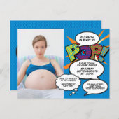 Modern Fun Photo Baby Shower Blue Invitation Postcard (Front/Back)