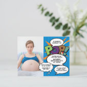 Modern Fun Photo Baby Shower Blue Invitation Postcard (Standing Front)