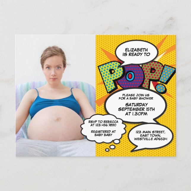 Modern Fun Photo Baby Shower Gender Neutral Invitation Postcard (Front)