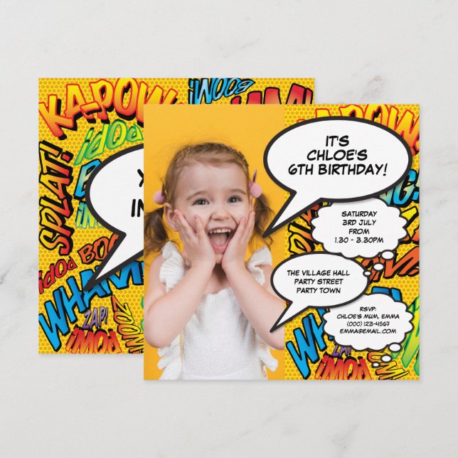 Modern Fun Photo Birthday Party Any Age Invitation (Front/Back)