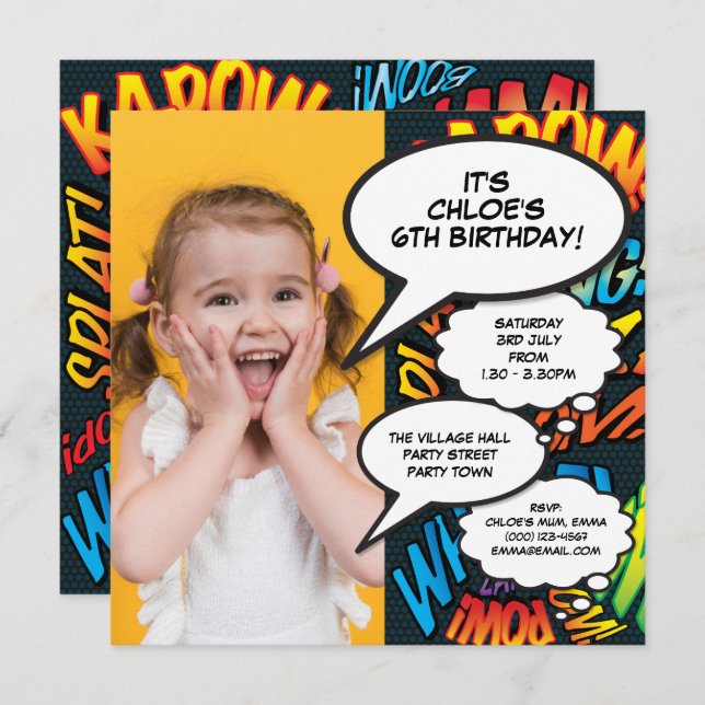Modern Fun Photo Birthday Party Invitation (Front/Back)