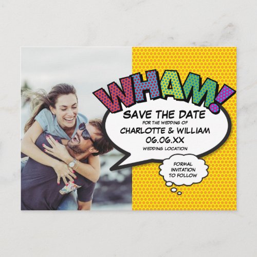 Modern Fun Photo Colorful WHAM  Save the Date Announcement Postcard