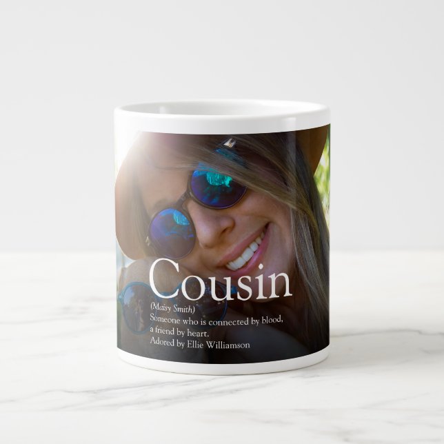 Modern Fun Photo Cool Best Cousin Ever Definition Giant Coffee Mug (Front)