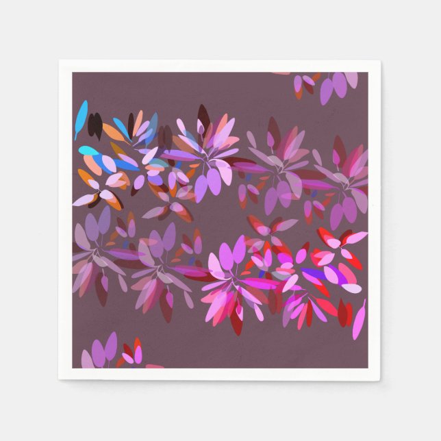 Modern Fun Pink and Purple Stylized Floral Party Napkins (Front)