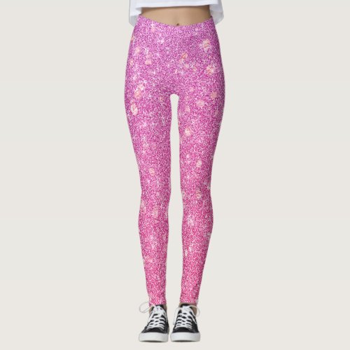 Modern Fun Pink Blush Glitter Sparkles Gift  Leggings