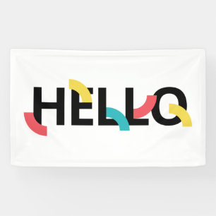 Modern, fun, playful, colorful design of Hello Banner