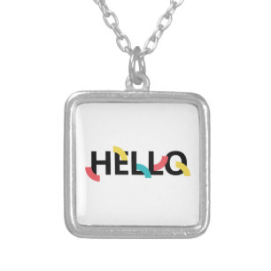 Modern, fun, playful, colorful design of Hello Silver Plated Necklace