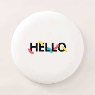 Modern, fun, playful, colorful design of Hello Wham-O Frisbee