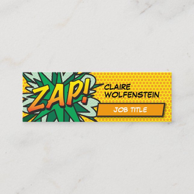 Modern Fun Pop Art Comic Book ZAP Mini Business Card (Front)