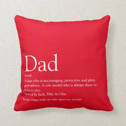 Modern Fun Red Dad Daddy Father Definition Throw Pillow