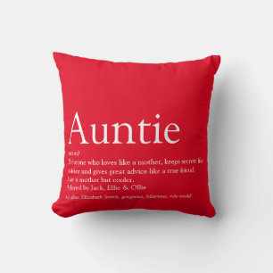 Modern Fun Red Favourite Aunt Auntie Definition Throw Pillow