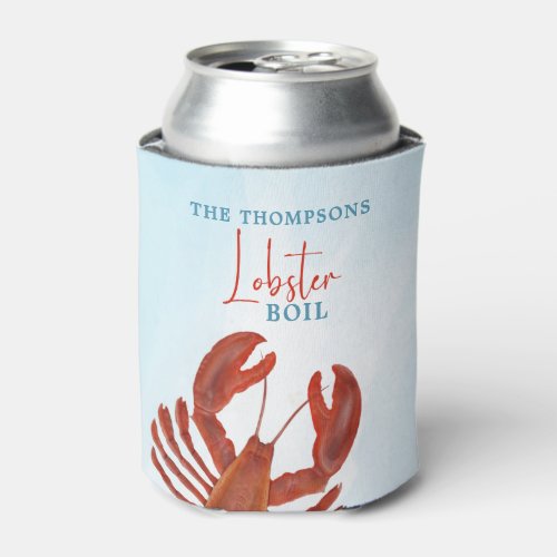 Modern Fun Red Lobster Boil Seafood Typography Can Cooler