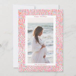 Modern Fun Red White Happy Christmas Border Photo Holiday Card