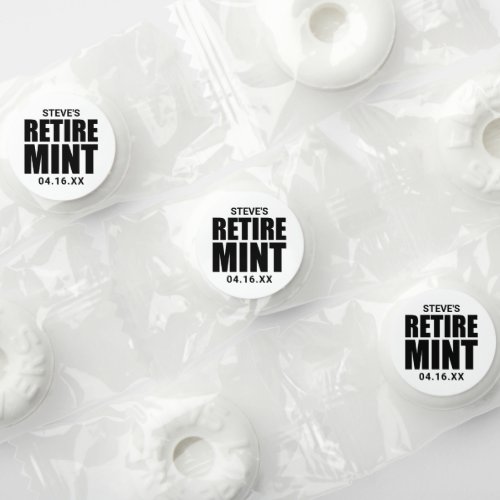 Modern fun retirement retire mint black white life saver mints