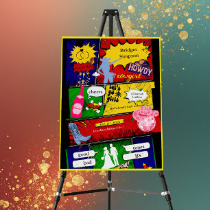 modern fun retro comic bachelorette cowgirl foam board
