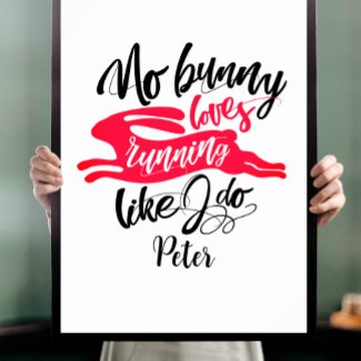 Modern Fun Run Motivation Red Bunny Calligraphy