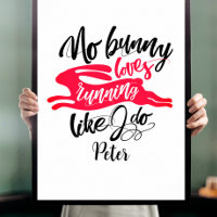 Modern Fun Run Motivation Red Bunny Calligraphy
