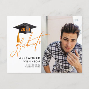 Modern Fun Script Minimalist Chic Photo Graduation Invitation Postcard
